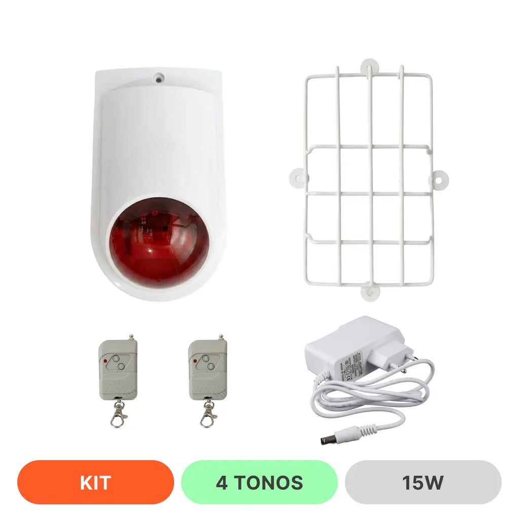 Kit 1.1 / Alarma Comunitaria 15W 120dB 4 Tonos + 2 Controles Remotos | FeelSecure