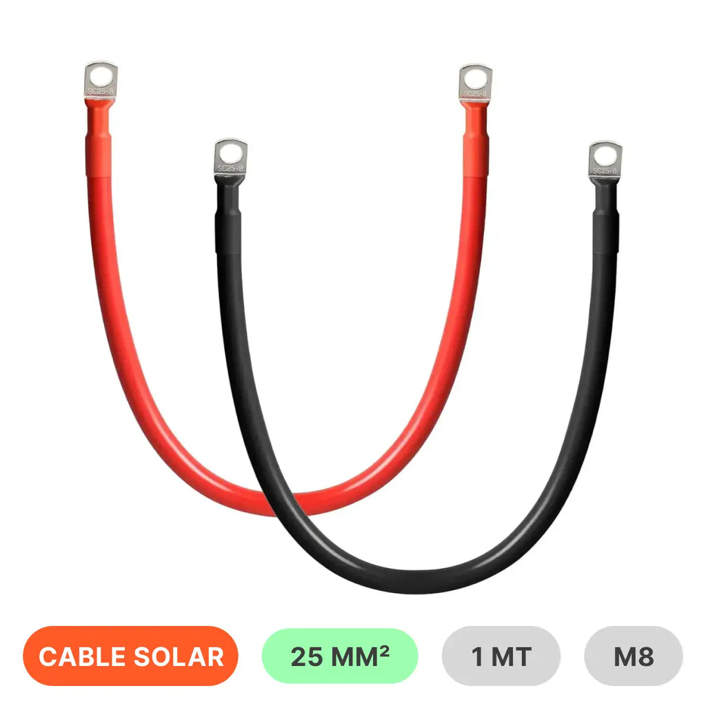 Cable Solar M8 el par para Conexión de Regulador de Carga a Batería de 30 CM | FeelPower Energy