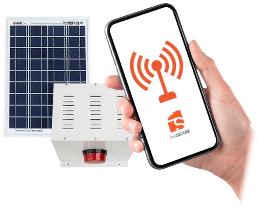Alarma Comunitaria Solar 30W 1 Tono 4G LTE – Activación por Celular hasta 200 Usuarios | FeelSecure
