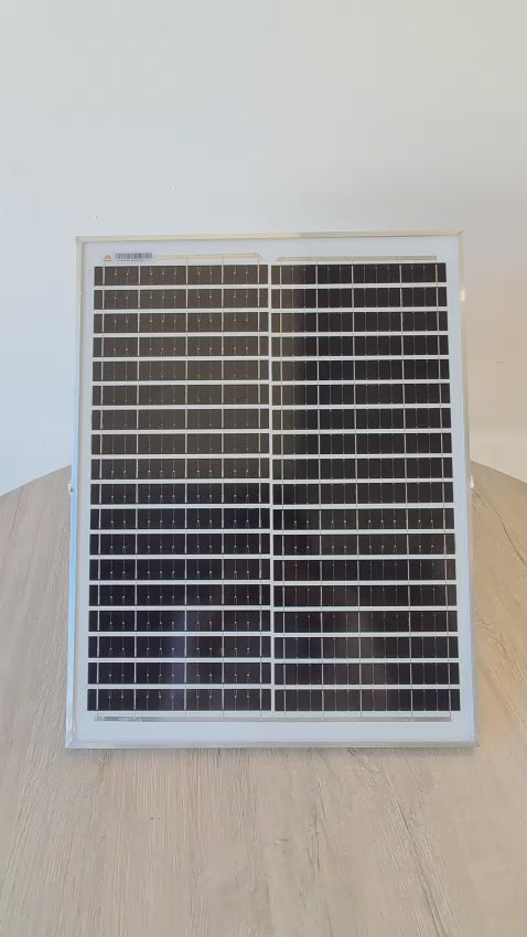Panel solar 20W 12V FeelPower Energy para sistemas solares pequeños y proyectos de energía renovable.