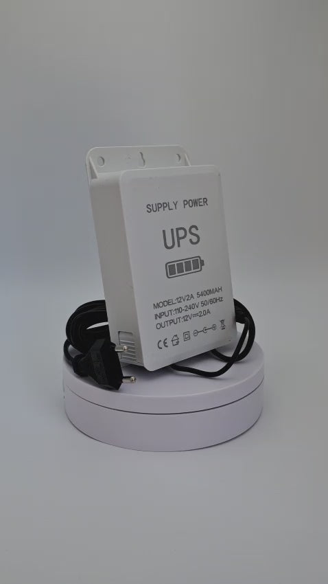 Mini UPS litio 5400mAh 12V 2A FeelPower para respaldo de energía en cámaras, routers y alarmas